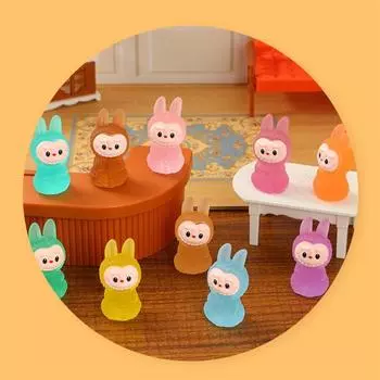 5 шт./пакет мультяшные милые скрещенные ноги Лабубу светящиеся украшения мини-куклы DIY аксессуары автомобиль украшения для дома кукольный домик игрушки подарки