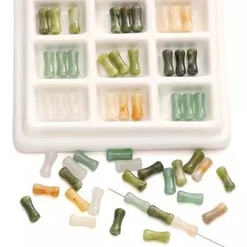 5 шт./пакет натуральный камень и цветной бамбуковый узел бусины DIY браслет ожерелье серьги ювелирные изделия аксессуары 5x12mm 5pcs/bag