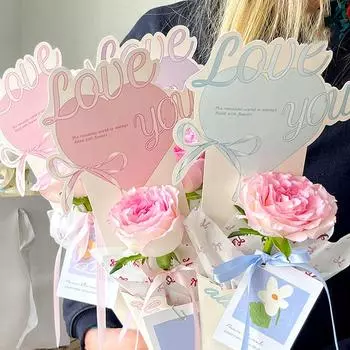 5 шт./пакет праздничные принадлежности подарочный материал милый сердечный упаковочный пакет упаковка цветов свадебный декор одинарная бумага день святого валентина синий