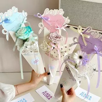 5 шт./пакет праздничные принадлежности подарочный материал День святого Валентина свадебный декор милый сердечный упаковочный пакет одинарный бумажный цветок упаковка фиолетовый