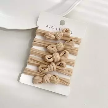 5 шт./пакет, сплошные бесшовные резинки для девочек, аксессуары для волос, резинка для волос в виде конского хвоста, корейские женские резинки для волос с бантом, головной убор Size fits all