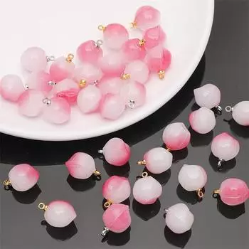 5 шт./пакет стекло персик кулон DIY браслет ожерелье серьги ювелирные аксессуары 13x17mm 5pcs/bag