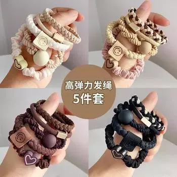 5 шт./пакет женские высокоэластичные бесшовные повязки для волос прочные банты повязки на голову без складок держатели для хвоста резинки аксессуары для волос чёрный