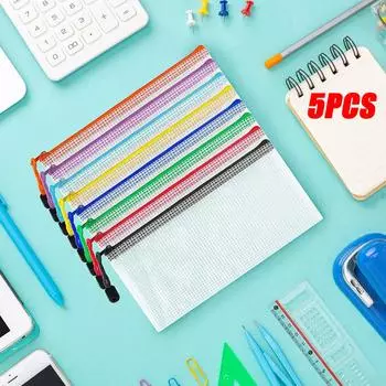 5 шт. папка для хранения канцелярских принадлежностей сетчатый чехол на молнии для путешествий A4 A5 A6 A3 сумка для документов папки на молнии школьные канцелярские принадлежности A6-5PCS чёрный