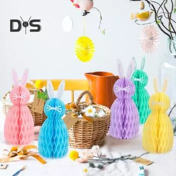 5 шт. пасхальные подвесные украшения в виде сот 3D-бумажный кролик-украшение в виде сот для пасхального центрального элемента домашнего декора 5pcs