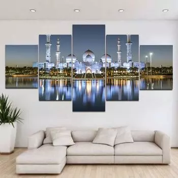 5 шт. пейзаж Большая мечеть шейха Заида панорамный холст картины постеры и принты для декора стен гостиной без рамки 20x35cm*2 20x45cm*2 20x55cm*1