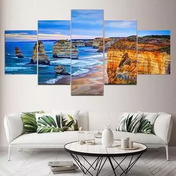 5 шт. Пейзаж Двенадцать Апостолов Великая Океанская Дорога Холст Картина Плакаты и принты Настенные Панно Домашний Декор Без Рамки 20x35cm*2 20x45cm*2 20x55cm*1