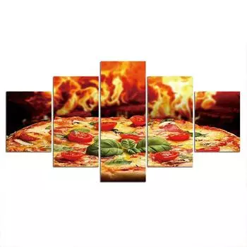 5 шт., пицца, еда, пламя, огонь, Декор, картины, настенные современные абстрактные картины, художественный постер, домашний декор, без рамки, 5 панелей, 5 шт. 20x35 20x45 20x55cm