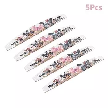 5 шт. пилочка для ногтей деревянная полумесяц бабочка зернистость 100/180 подходит для полировки ногтей инструменты для личного ухода за ногтями салонные инструменты для полировки ногтей зелёный