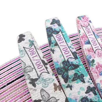 5 шт. пилочка для ногтей полумесяц бабочка двухсторонняя форма лака для ногтей полировка инструменты зернистость 100/180 подходит для личного салона красоты