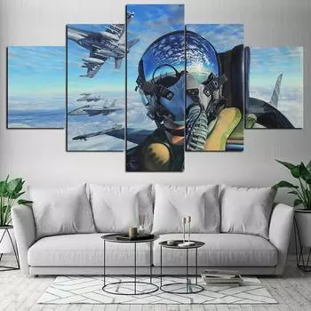 5 шт., пилот реактивного истребителя, 5 шт., холст с принтом, плакат, настенный художественный декор, картины, HD печать, домашний декор, 5 шт., фотографии 20x35 20x45 20x55cm
