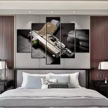 5 шт., пистолет, деревенский пистолет, картины, пуля, родной американский дом, художественные картины на холсте, домашний декор, абстрактные 5 шт., картины на стену 20x35 20x45 20x55cm