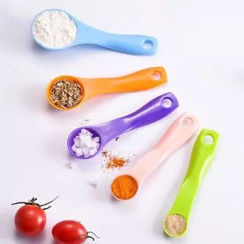 5 шт., пластиковая мерная ложка для выпечки, кольцо с пряжкой, практичный аксессуар для приготовления пищи
