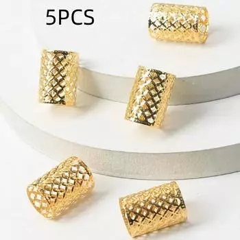 5 шт. плетение волос дреды бусины металлические манжеты зажимы для волос косички трубочки полые кольца для волос женские 5Pcs серебряный