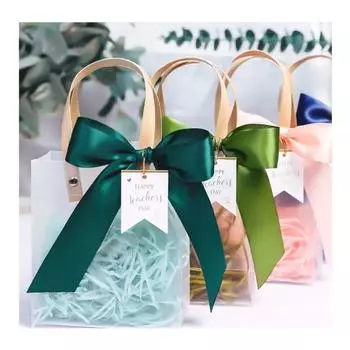 5 шт. Подарочная упаковка, сумка из ПВХ, прозрачная сумка, Рождественский День учителя, праздничные подарочные пакеты, коробки для конфет на свадьбу 13.5x7.5x15cm зелёный