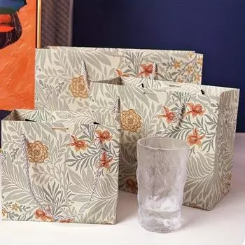 5 шт. Подарочный пакет с цветком лилии Элегантные универсальные упаковочные пакеты Подарочный декоративный пакет с букетом лилии Бумажная сумочка SML S