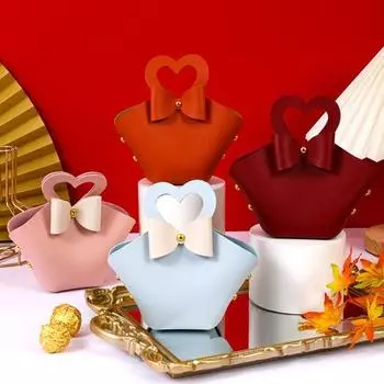 5 шт. подарочный пакет, удобная красочная мини-сумочка из искусственной кожи, сумки для конфет для вечеринок, свадебных украшений