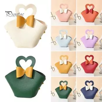 5 шт. подарочный пакет, удобная красочная мини-сумочка из искусственной кожи, сумки для конфет для вечеринок, свадебных украшений розовый