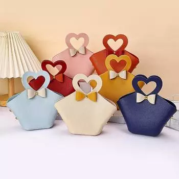 5 шт. подарочный пакет, удобная красочная мини-сумочка из искусственной кожи, сумки для конфет для вечеринок, свадебных украшений розовый