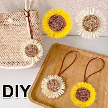 5 шт. Подсолнух ручной работы цветок бирка подвеска сумка украшение плетение аксессуар жёлтый