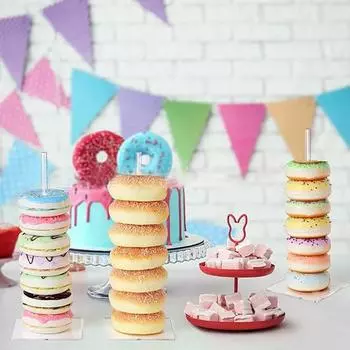 5 шт. подставка для пончиков, прозрачная стабильная основа, пищевой держатель для бубликов, день рождения, свадьба, ребенок Square