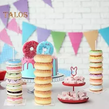 5 шт. подставка для пончиков, прозрачная устойчивая основа, пищевой держатель для бубликов, день рождения, свадьба, детский душ, вечеринка, десертный стол, башня для демонстрации пончиков Square