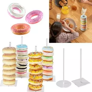 5 шт. подставка для пончиков, прозрачная устойчивая основа, пищевой держатель для бубликов, день рождения, свадьба, детский душ, вечеринка, десертный стол, башня для демонстрации пончиков Square