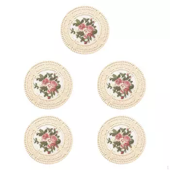 5 шт. подставок под напитки диаметром 12 см элегантные подарки на новоселье ретро чашка полые кружева бежевый