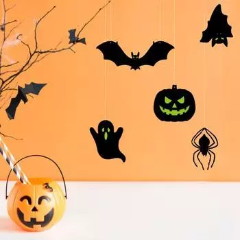 5 шт. подвеска на Хэллоуин, подвесные летучие мыши, пауки, призраки, украшение, жуткий усилитель атмосферы, праздничные принадлежности для вечеринок F
