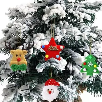 5 шт. подвеска на рождественскую елку плюшевый мини Санта олень елка звезда декор для дома рождественский подвесной аксессуар для праздничной елки домашний декор Sets