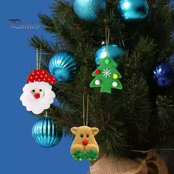 5 шт. подвеска на рождественскую елку плюшевый мини Санта олень елка звезда декор для дома рождественский подвесной аксессуар для праздничной елки домашний декор Sets