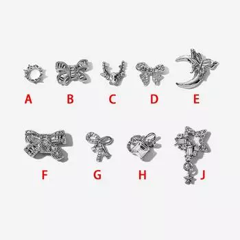 5 шт., подвески для ногтей, бантик, металлические 3D украшения для ногтей, аксессуары из серебристого сплава, ювелирные изделия с бриллиантами, маникюр, салон дизайна ногтей