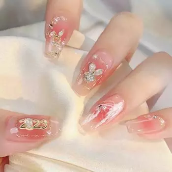 5 шт., подвески для ногтей с бантом, непадающие декоративные сверкающие изысканные лунные кролики с искусственным жемчугом и бриллиантами, декор для девочек F