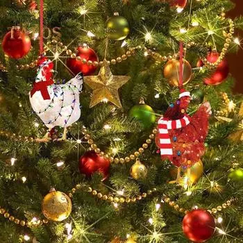 5 шт. подвески в виде цыплят на рождественскую елку 2D цыплята акриловые украшения рождественские петухи куры с шарфом для украшения рождественской елки 5pcs