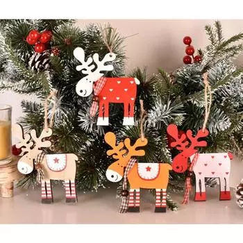 5 шт. подвесных украшений, креативные для вечеринок, подарки, красочные для праздничного декора, подвеска в виде лося, рождественская елка, рождественские украшения, деревянные аксессуары темно-серого