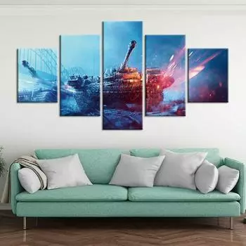 5 шт., Поле боя, армейский танк, военный декор, холст, картина, настенное искусство, HD печать, фотографии, картины, плакат, домашний декор, декор комнаты, без рамки 20x35 20x45 20x55cm