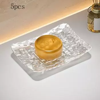 5 шт. Полезная прозрачная мыльница с дренажным отверстием, Нескользящая основа, Держатель для мыла, Легкая роскошь, ПЭТ Мыльница, Кухня