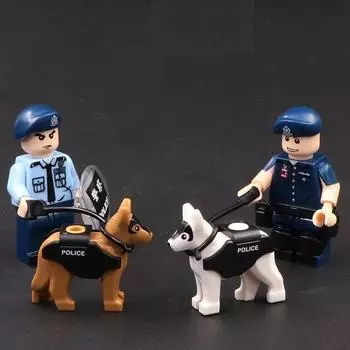 5 шт., полицейская собака, спецназ, MOC, животное, военное оружие, фигурки, детали, блоки, сборка, модель, строительные наборы, игрушки 5PCS белый