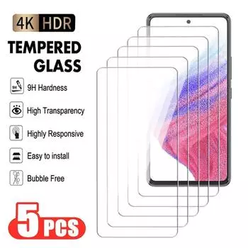 5 шт. полное закаленное стекло для Samsung Galaxy A73 A53 A33 A23 A13 Защитная пленка для экрана M13 M23 M33 M53 прозрачная защитная пленка For Samsung A12 чистый