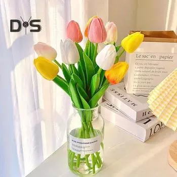 5 шт. полные жизненной силы искусственные тюльпаны, декоративная яркая вечеринка, реквизит для фотосъемки, имитация тюльпанов жёлтый