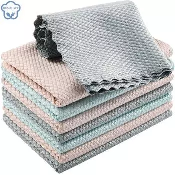 5 шт. Полотенце из микрофибры, впитывающее кухонное полотенце, антипригарное, масляное, для посуды, салфетки, салфетки для посуды, бытовое полотенце для уборки 16x25cm random