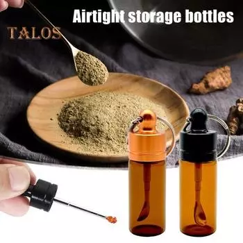 5 шт. Портативные контейнеры, чехлы, мини-стеклянные бутылки с ложками, хорошо герметизирующие, герметичные, компактные карманные коробки, чехлы для хранения Sets