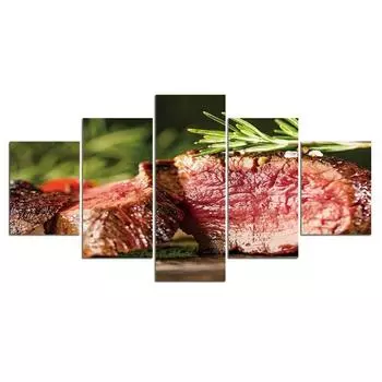 5 шт. постеры с изображением стейка из красного мяса на гриле, HD-печать, домашний декор, 5 панелей, 5 шт., холст, настенное искусство, без рамки, декор для комнаты, современный 20x35 20x45 20x55cm