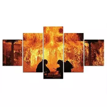 5 шт., пожарный, пожарные, декор с пламенем, 5 шт., настенное искусство, HD печать, домашний декор, 5 панелей, декор для комнаты, современные картины на холсте 20x35 20x45 20x55cm
