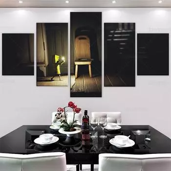 5 шт., приключенческая игра ужасов, постер «Маленькие кошмары», HD мультяшная настенная картина, холст, картины для домашнего декора, настенное искусство 20x35cm*2 20x45cm*2 20x55cm*1