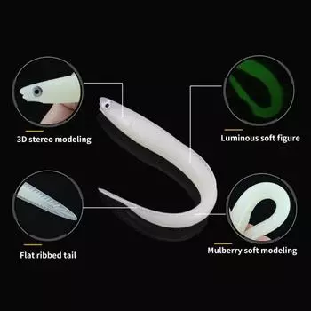 5 шт., приманка для угря, яркая приманка для рыбы, ПВХ, прочная, антидеформационная, бионическая, рыболовные принадлежности 5pcs синий