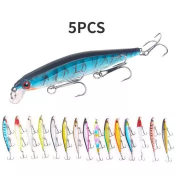 5 шт. приманка Mino 11 см/12,9 г, длинная броска для морской рыбалки, имитация жесткой приманки, поддельная приманка 5PCS