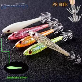 5 шт., приманки для рыбалки, светящиеся приманки для кальмаров, приманки из нержавеющей стали, крючки для кальмара, осьминога, приманки для морской рыбалки 5PCS