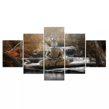 5 шт. природа Будда водопад холст картина настенный художественный декор картины HD печать домашний декор без рамки абстрактные картины 5 шт. 20x35 20x45 20x55cm