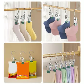 5 шт. прищепок из нержавеющей стали, прищепки для белья с крючком, портативная подвесная клипса для одежды, органайзер для одежды, вешалка One Size чёрный